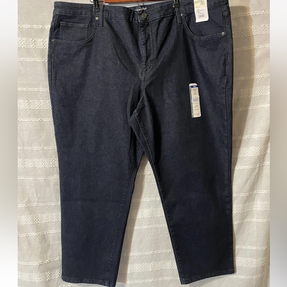 Terra & Sky Plus Straight Leg Dark Blue Denim Jean